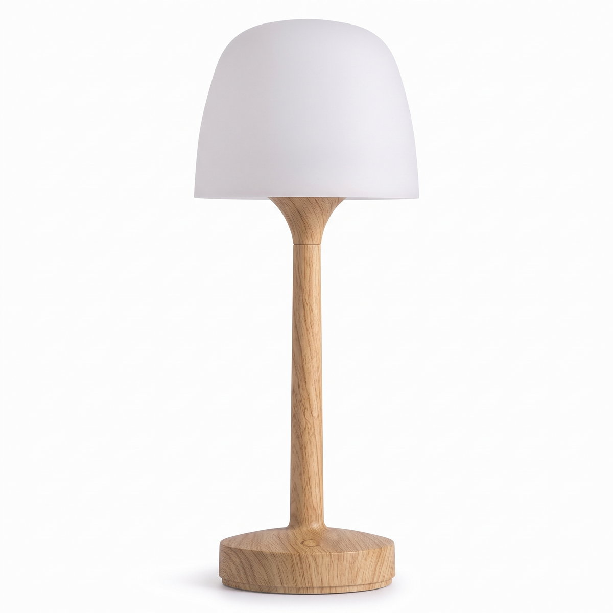 Lampka Fala z podstawą z jasnego drewna