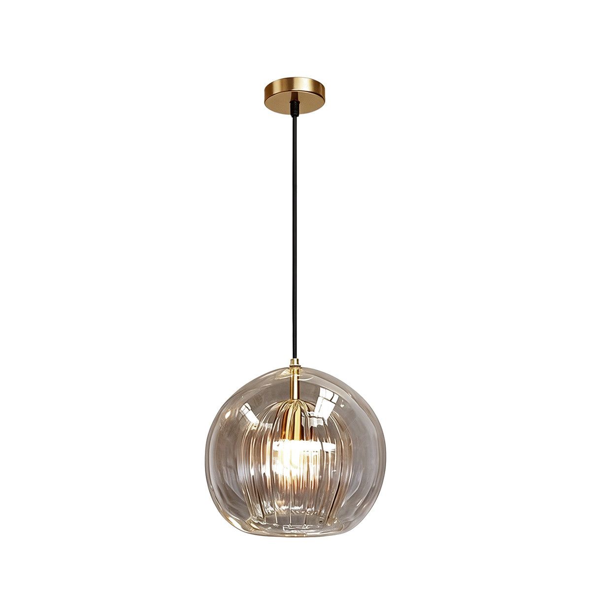 Lampa wisząca Ylva, szkło koniakowe