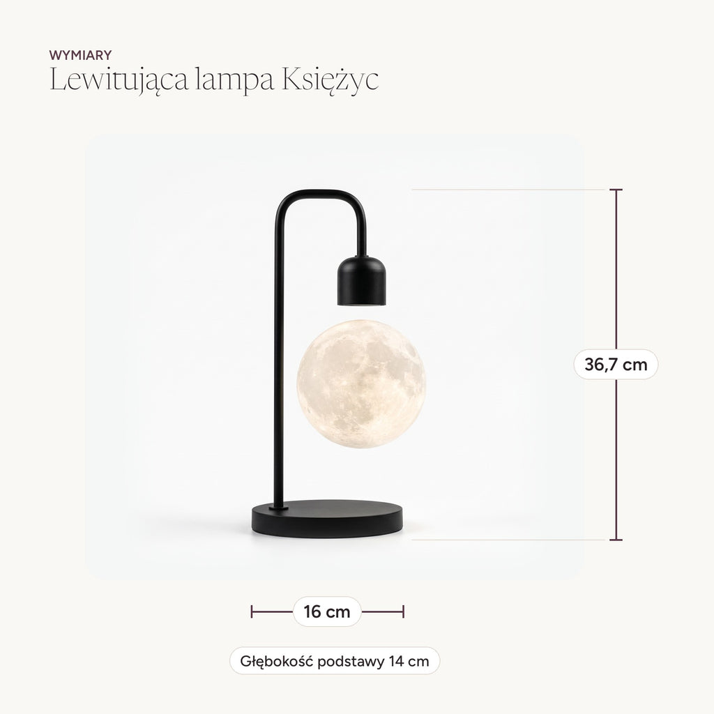 Wymiary lampy Księżyc: 16 x 36,7 cm